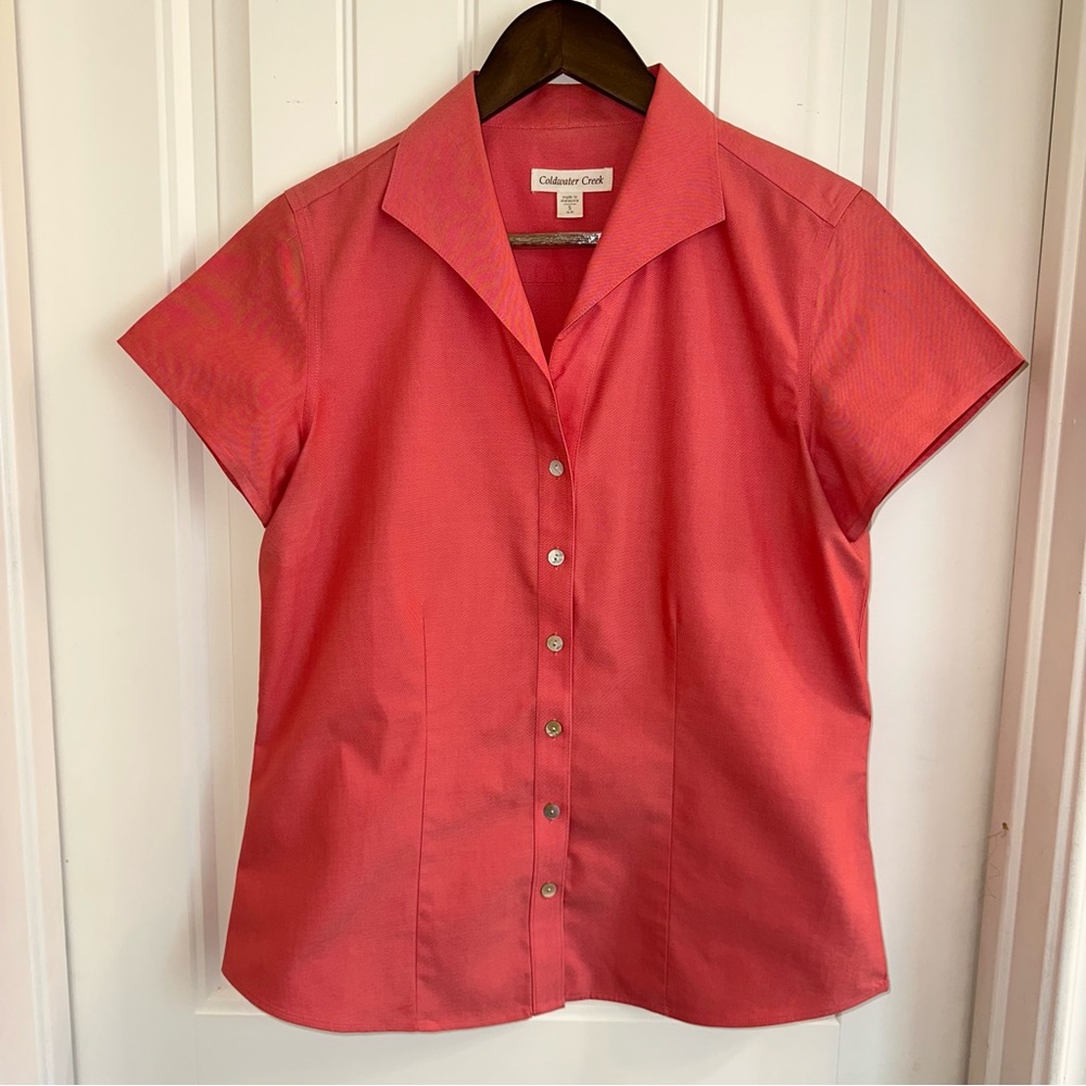 Coldwater creek, button-down, short sleeve, blouse, size small